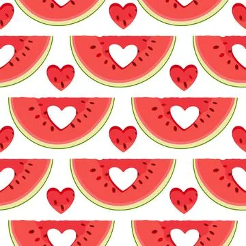 Love watermelon repeat texture, romantic summer berry vector background Illustrazione stock