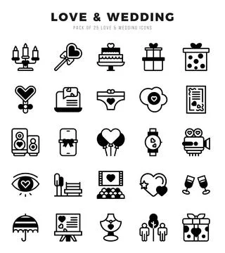 Love &amp; Wedding elements. Lineal Filled web icon set. Simple vector illustra.. Stock Illustration