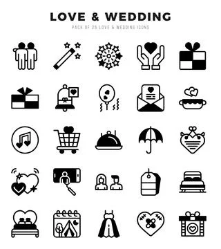 Love &amp; Wedding elements. Lineal Filled web icon set. Simple vector illustra.. Stock Illustration