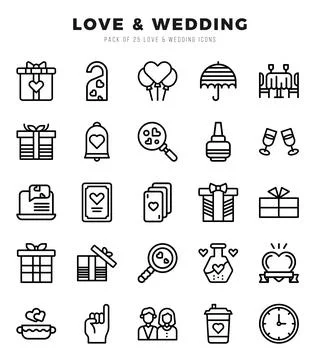 Love &amp; Wedding elements. Lineal web icon set. Simple vector illustration. Stock Illustration