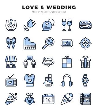 Love &amp; Wedding elements. Two Color web icon set. Simple vector illustration. Stock Illustration