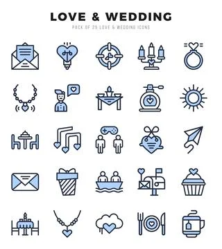 Love &amp; Wedding elements. Two Color web icon set. Simple vector illustration. Stock Illustration