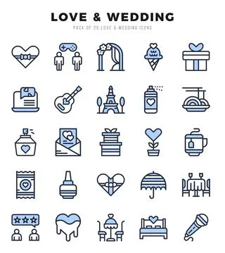 Love &amp; Wedding icon pack for your website. mobile. presentation. and logo d.. Stock Illustration