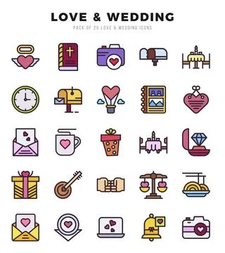 Love &amp; Wedding icon pack for your website. mobile. presentation. and logo d.. Illustrazione stock