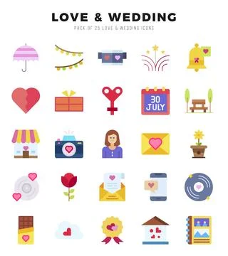 Love &amp; Wedding icon pack for your website. mobile. presentation. and logo d.. Stock Illustration