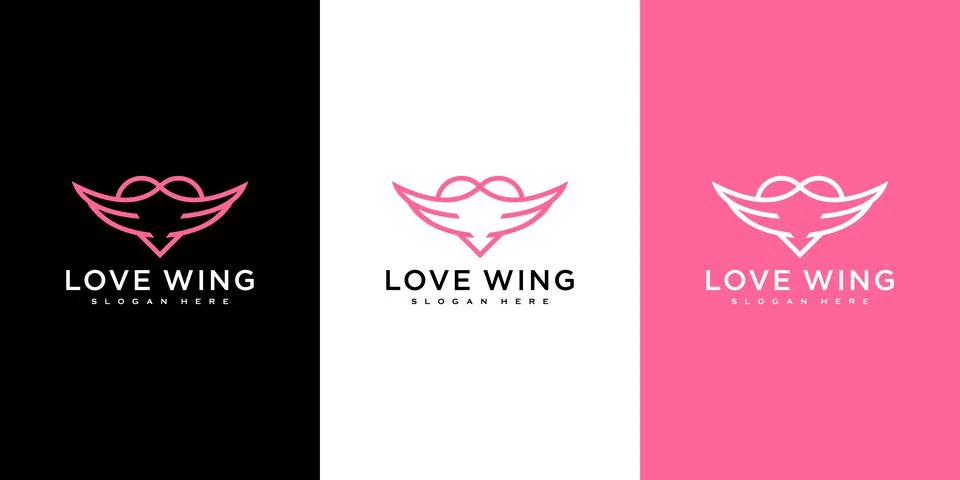 Love wing logo vector design line style Stock Illustration