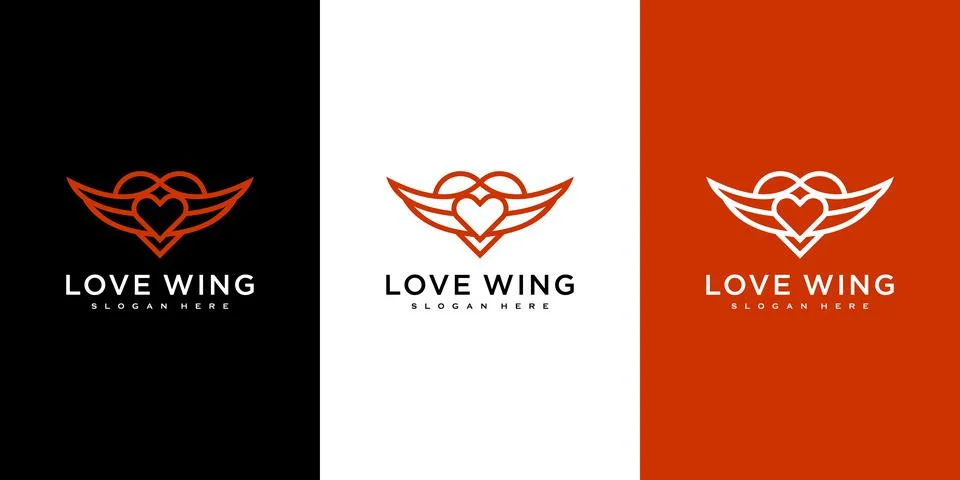 Love wing logo vector design line style Stock Illustration