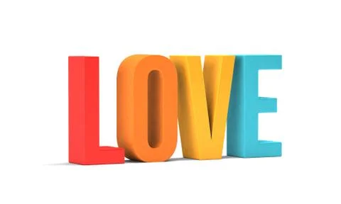Love word. 3D Render illustration in white background Illustrazione stock