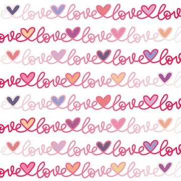 Love word and heart pattern on white background for romance Vector Stock Illustration