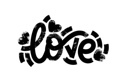Love word with geometric elements around. Banner, poster and sticker concept, Stock Illustration