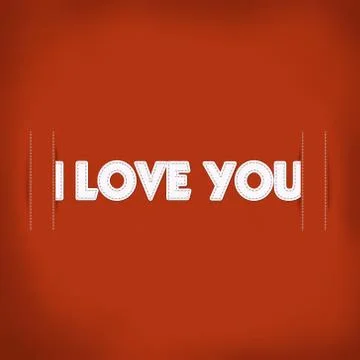 Love word sewing with white thread on the fabric texture background Stock Illustration