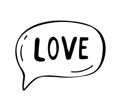 Love word in speech bubble hand drawn icon Stock Illustration