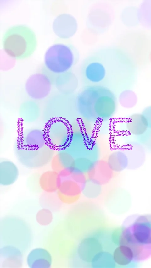 Love word on white vertical background with colorful circles animation Stock Footage 345324240