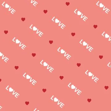 Love words and heart on pink background. Stock Illustration