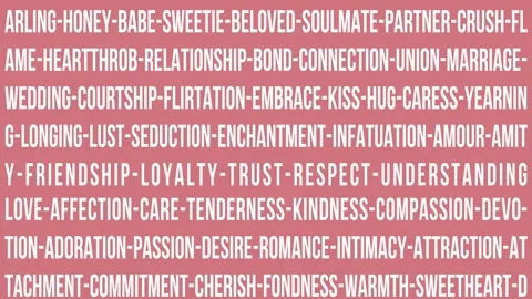 Love words chain scrolling text looped animated video Stock Footage 318227901