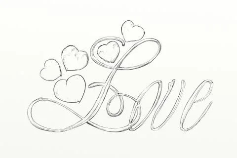 Love written, hand-drawn to communicate to use as you want or to color Stock Illustration