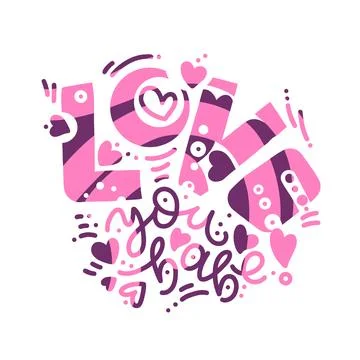Love you babe flat vector two colors composition with various styles of let.. Stock Illustration