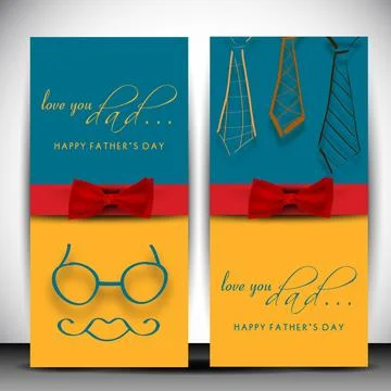 Love You Dad Message Text Father's Day Greeting Card and Standee Poster Set. Stock Illustration