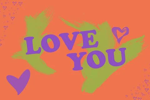 Love you. Declaration of love. Colored lettering on a creative background. Stock Illustration