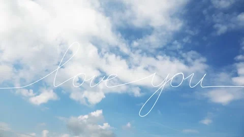 Love you handwritten on loop sunny sky time lapse background Stock Footage 332813248