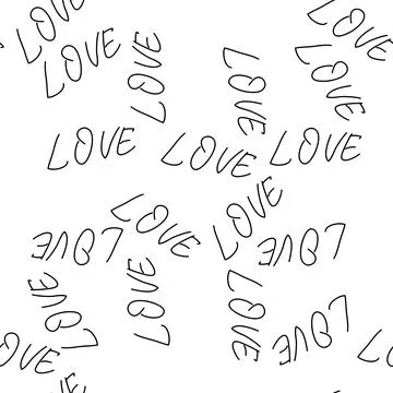 Love you hearts romantic pattern illustration isolated on white. black and wh Stock Illustration