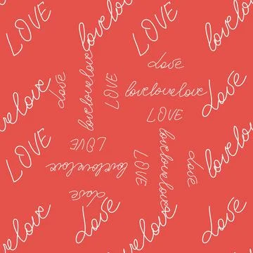 Love you hearts romantic pattern illustration isolated on white. black and wh Stock Illustration