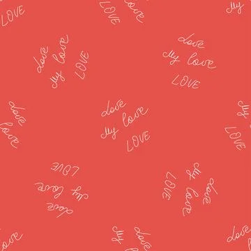 Love you hearts romantic pattern illustration isolated on white. black and wh Stock Illustration