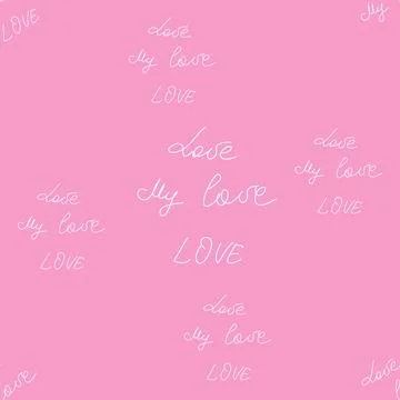 Love you hearts romantic pattern illustration isolated on white. black and wh Stock Illustration