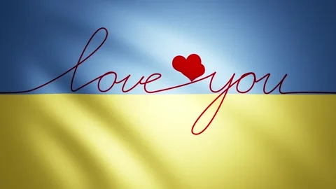 Love you loop handwritten on wavy Ukraine flag Stock-Footage 333715255