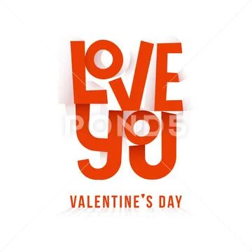 Love you with red 3D letters Stock Illustration