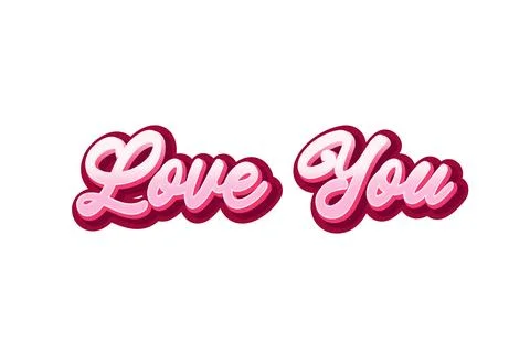 Love you text style effect. Lettering design. Stock Illustration