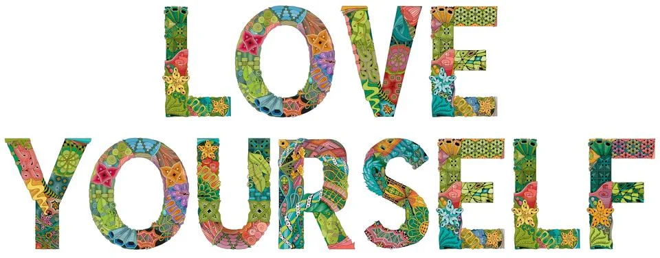 LOVE YOURSELF. Vector zentangle object for decoration Stock Illustration