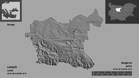 Lovech, Bulgaria. Bilevel elevation map Stock Illustration