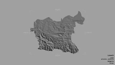 Lovech, Bulgaria. Bilevel elevation map Illustrazione stock