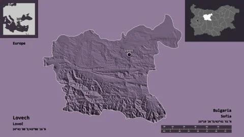 Lovech, Bulgaria. Colored elevation map Stock Illustration