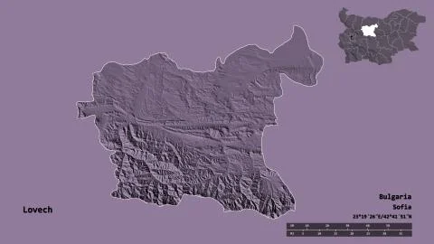 Lovech, Bulgaria. Colored elevation map Stock Illustration