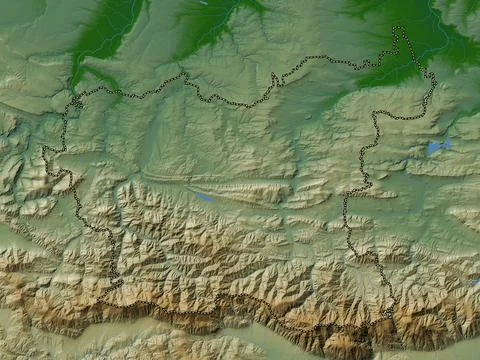 Lovech, Bulgaria. Colored elevation map with lakes and rivers Stock Illustration