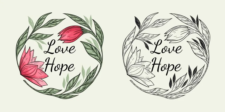 Love&amp;hope leaf frame Stock Illustration
