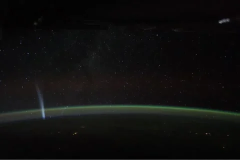 Lovejoy Comet Flies over Southern Hemisphere from International Space Station Stock Footage 260323930