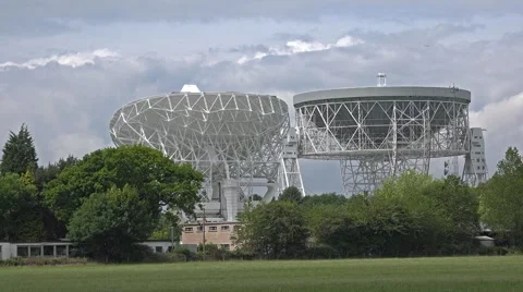 Lovell Telescope and Mark 2 - Jodrell Bank Space Research Centre Video stock 64453797