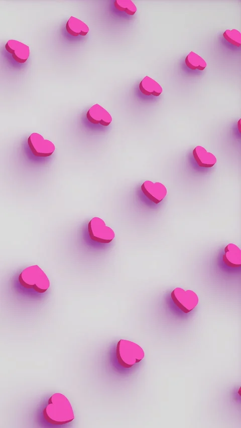 Lovely 3d animation of grid of light pink heart shapes in isometric view Vídeo Stock 330074591