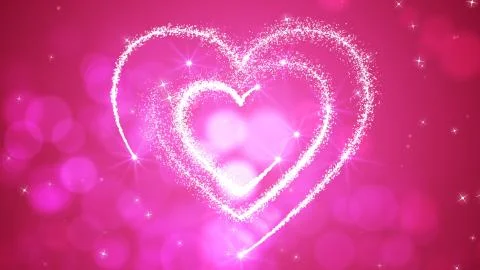 A lovely 3d rendering of three sparkling hearts placed in each other. They lo Stock Illustration