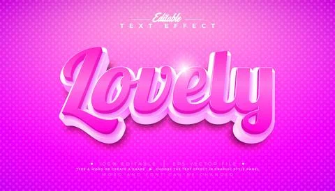 Lovely 3D Text Effect Design Editable and Scalable Vector Graphic Style Effect Illustrazione stock