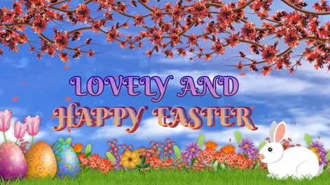 Lovely and happy easter blessings in spring season background. Stock Footage 268573435