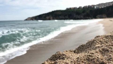 Lovely beach view in sunny winter day Stock Footage 100517488