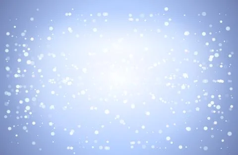 A lovely blue background features shimmering light particles and snowflakes Stock Illustration
