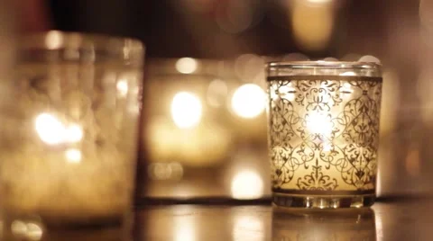Lovely candles glowing with focus pulls Stock Footage 41788770