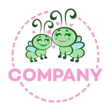 Lovely caterpillars logo Stock Illustration