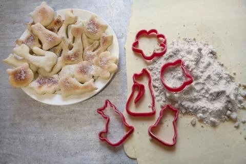 Lovely cookie cutting form on the light table Stock Photos