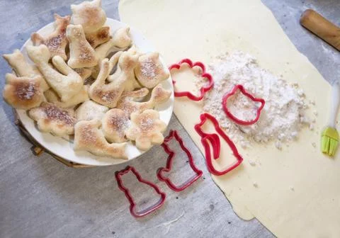 Lovely cookie cutting form on the light table Foto stock